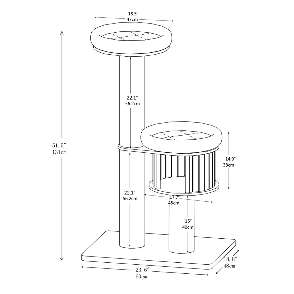 Ollie 130 cm - Plywood Cat Tree - AGILE