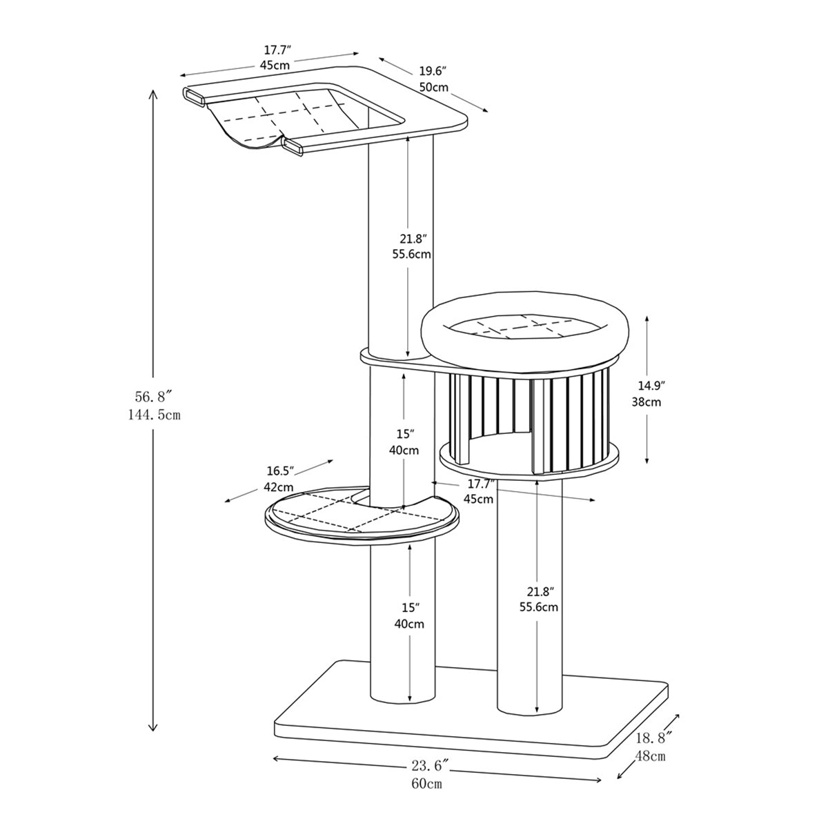 Ollie 145 cm - Plywood Cat Tree - AGILE